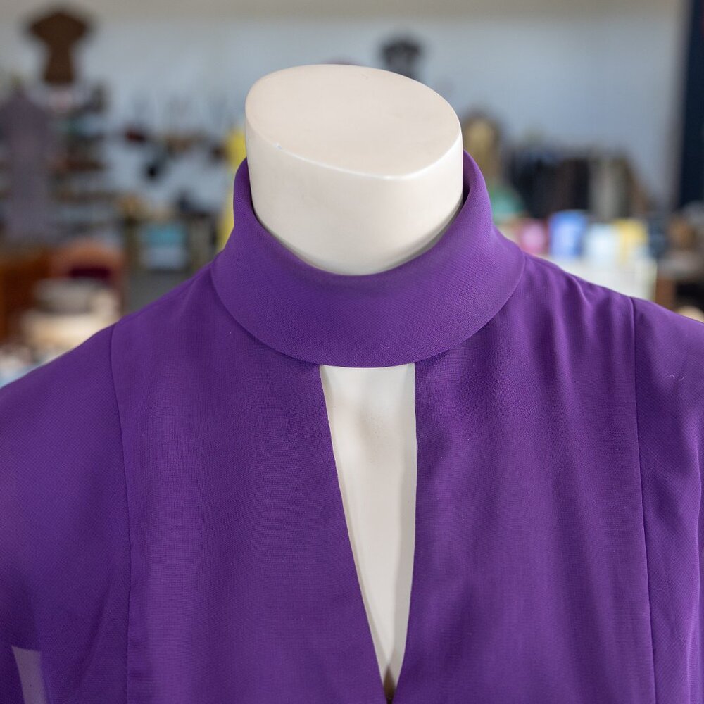 SOLD * 60s/Early 70s Berkertex Purple Chiffon Dress — Made in England - Picture 5 of 13
